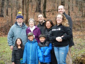 Photo of Ron's family.  He's the one with the blue and yellow (maize) hat